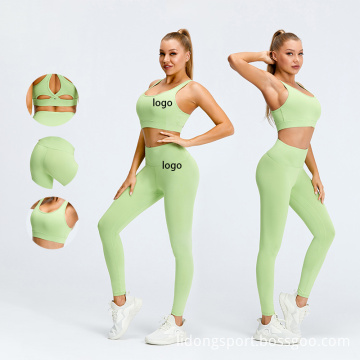 Sportswear fitness female 2 piece yoga set custom logo women yoga suit sport wear high Waist yoga legging sets